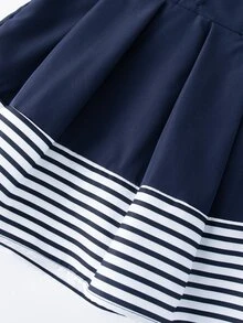 Souflis Souflis Gaun Bayi Perempuan Bow Depan Striped - Navy Blue - View 3