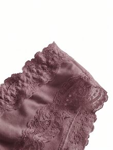 Ocili 5条/包 时尚秋季休闲基础款纯色柔软100%棉蕾丝边低腰女士三角裤 - 鏽棕色 - 查看 9