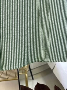 SHEIN Franclia 女款條紋單排扣休閒百搭日常外出襯衫 - 綠色 - 查看 3