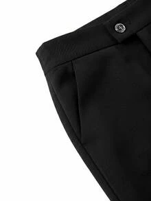 SHEIN Clasi Women's Burgundy All Black Metal Button Waist-Cinching Long Sleeve Blazer Straight Leg Pants 2 Pieces Set Business Professional Summer - Multicolor - View 10