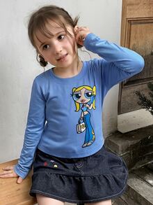 THE POWERPUFF GIRLS X DAZY Áo thun cho bé gái trẻ mùa thu - Nhiều màu - Xem 9