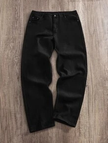 Manfinity Joysei Plus Size Men's Solid Color Simple Flared Jeans - Black - View 1
