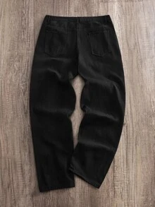 Manfinity Joysei Plus Size Men's Solid Color Simple Flared Jeans - Black - View 2