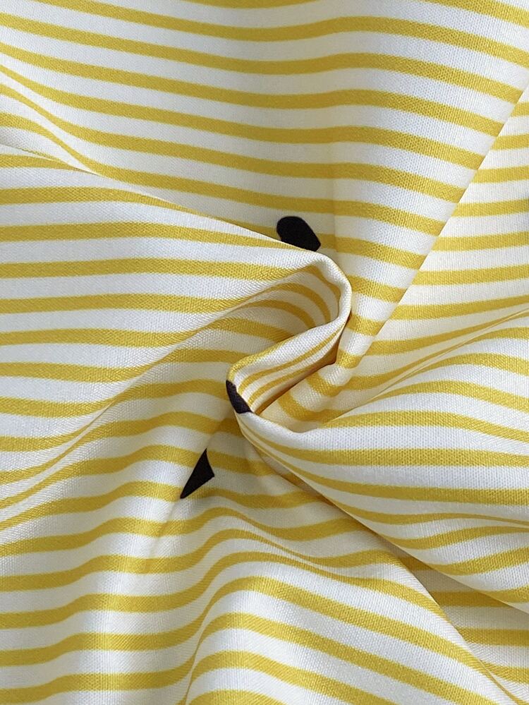 Elladie kids ملابس مطبوعة لطيفة للبنات، مليئة بالسحر الأنثوي، مرحة وحيوية، شبابية وجميلة، مقترنة ببنطال واسع الساقين، ضيق ومخفي، فضفاض بدون ضيق، متعددة الاستخدامات لمناسبات مختلفة، كاجوال وأنيقة للخروجات والترفيه - أصفر - مشاهدة 10