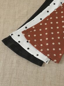 SHEIN Genkimix Kids 3-Pack Girls' Black And Polka Dot High-Waisted Flared Pants, Suitable For Daily Wear In Spring And Autumn And Back-To-School Season, Girls' Flared - Multicolor - View 6