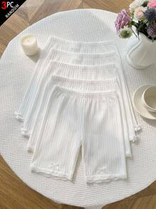 Tween Girl Bow Decor White Leggings 3pcs/Set - White - View 6