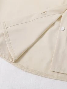 SHEIN 青少年女孩休閒時尚梭織布襯衫，寬鬆版型，舒適，適合春、夏、秋季，日常通勤、派對、購物 - 杏色 - 查看 5