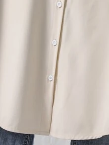 SHEIN 青少年女孩休閒時尚梭織布襯衫，寬鬆版型，舒適，適合春、夏、秋季，日常通勤、派對、購物 - 杏色 - 查看 6