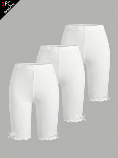 Leggings casuales de uso diario con decoración de lazo para niña preadolescente
