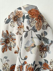 SHEIN CURVE+ 大尺碼女款花卉印花休閒百搭日常穿著襯衫 秋季 - 彩色 - 查看 8