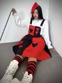 Whyspr Gaun Cosplay Halloween Ukuran Besar dengan Motif Halloween dan Tali Bahu Tipis - Merah - View 2