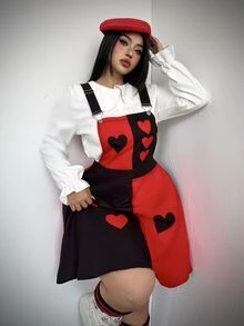 Whyspr Gaun Cosplay Halloween Ukuran Besar dengan Motif Halloween dan Tali Bahu Tipis - Merah - View 6