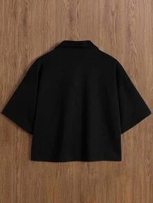TOKVUE TOKUVE 男士休闲 Polo 衫，复古字体设计，星形图案，适合日常穿着，灵感源自 ，针织短袖 Polo 领 T 恤，适合音乐节、度假和日常穿搭，男士休闲衬衫，居家休闲，街头文化，可个性化定制，送给丈夫或男友的礼物 - 黑色 - 查看 4