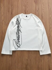 Manfinity Hypemode Men's Loose Fit White Short Sleeve T-Shirt,Contrast Color Embroidery Streetwear,Autumn City Break Style,High-Quality Tee For Boys And Girls - White - View 3