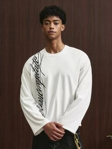 Manfinity Hypemode Men's Loose Fit White Short Sleeve T-Shirt,Contrast Color Embroidery Streetwear,Autumn City Break Style,High-Quality Tee For Boys And Girls - White - View 5