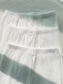 Tween Girl Tween Girl Tween Girl Tween Girl Solid Color Casual Versatile Leggings Pcs - White - View 3