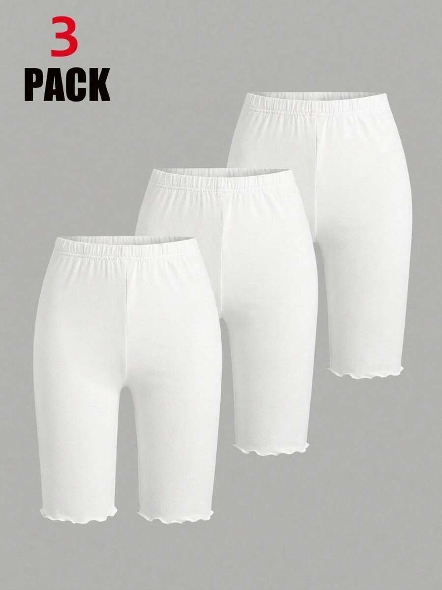 Tween Girl Tween Girl Tween Girl Tween Girl Solid Color Casual Versatile Leggings Pcs - White - View 1