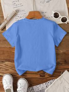Blippi X SHEIN Young Boy Cartoon Print Crew Neck Short Sleeve T-Shirt Casual - White - View 2