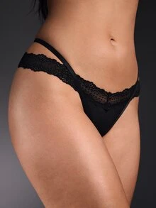 EmpressEnvy Dammode Spetskanter Sexiga trosor med G-String - Svart - Visa 3