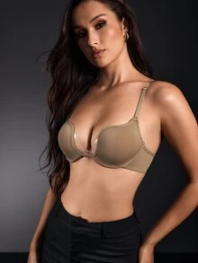 EmpressEnvy 女款不對稱罩杯鋼圈內墊胸罩 1 件裝 - 摩卡棕 - 查看 3