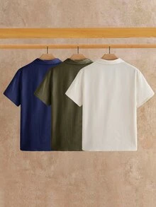 HIMLAND 男士夏季休閒純色短袖 Polo 衫 - 彩色 - 查看 2