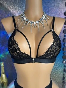MidnightGlam 2pcs Lace Sexy Lingerie Set For Women,Sexy Lingerie For Women,Adult ,Honeymoon,Hot,Date Night,Lingerie,Lace Sexy Lingerie,Lingerie Set,Sexy Outfit - Black - View 9