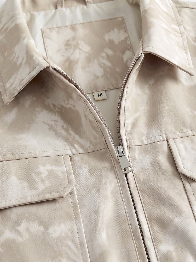 AKNOTIC Men's Turn-Down Collar Zipper Casual Versatile Daily Travel Long Sleeve Jacket - Apricot - View 3