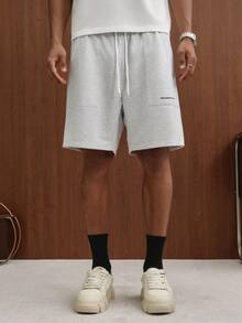 TOKVUE 男士灰色基礎休閒寬鬆運動短褲，附口袋，抽繩彈性腰頭，衛衣布料，舒適時尚，春夏男士短褲，適合日常休閒、週末出遊、戶外活動、旅行探險、輕鬆工作環境或半正式場合，送給男友/丈夫的週年/生日派對完美禮物 - 灰色 - 查看 7