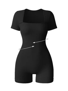 Slayform Slayform Mono deportivo de yoga de alta elasticidad y costillas sin costuras - Negro - Ver 5