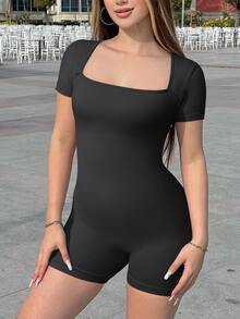 Slayform Slayform Mono deportivo de yoga de alta elasticidad y costillas sin costuras - Negro - Ver 9