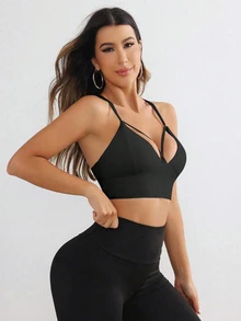Slayform Slayform Ladies' Solid Color Simple Daily Wear Sports Underwear - Black - View 8
