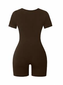 Slayform Slayform Bộ đồ liền thân tập yoga thể thao co giãn cao có gân liền mạch - màu nâu - Xem 4