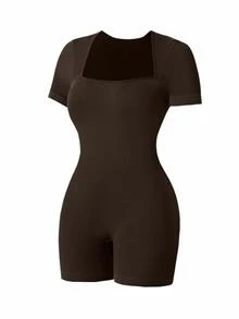 Slayform Slayform Bộ đồ liền thân tập yoga thể thao co giãn cao có gân liền mạch - màu nâu - Xem 5