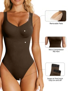 Slayform Slayform Malla de yoga sin costuras de gran elasticidad con sujetador incorporado y almohadillas - Marrón - Ver 3