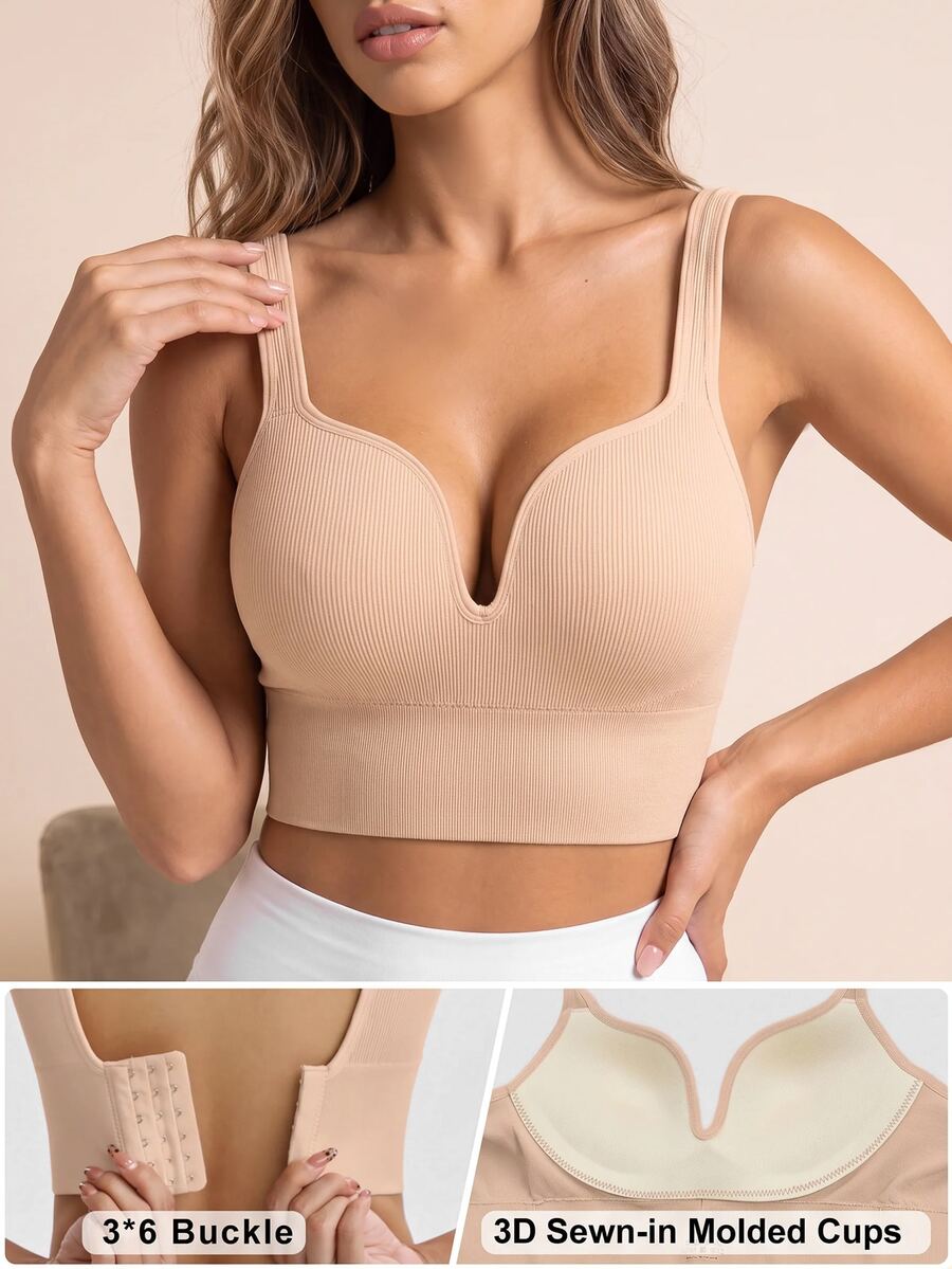 Slayform Slayform Women's Seamless High Intensity Sports Racerback Bra,High Impact Sewn-In Molded Cups,Soft Summer Colour Palette,Summer,Athleisure,Pilates,Yoga,Running - Apricot - View 1