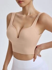 Slayform Slayform Women's Seamless High Intensity Sports Racerback Bra,High Impact Sewn-In Molded Cups,Soft Summer Colour Palette,Summer,Athleisure,Pilates,Yoga,Running - Apricot - View 4