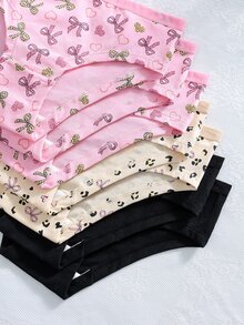7条/包 女童爱心、星星、线条印花卡通可爱时尚内裤，适合大龄女孩 - 彩色 - 查看 6