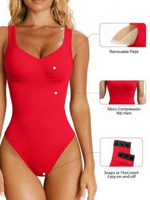 Slayform Slayform Seamless Yoga Jumpsuit With Built-In Chest Pad, High Elasticity - Red - View 4