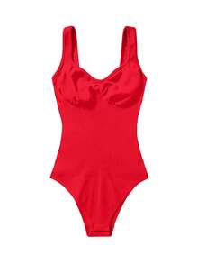 Slayform Slayform Seamless Yoga Jumpsuit With Built-In Chest Pad, High Elasticity - Red - View 6