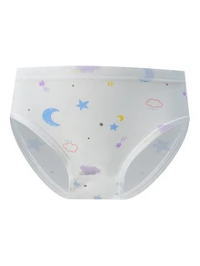 7pcs Young Girl Panties With Cartoon Stars, Polka Dots, Clouds, And Moon Prints, Comfortable Underwear Set White Winter - Multicolor - View 4