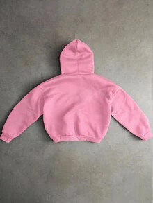 PAVTROS Sudadera con capucha bordada con letra de toalla para hombre - Rosa - Ver 2