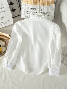 SHEIN 少女蝴蝶結裝飾休閒百搭日常穿著襯衫 - 彩色 - 查看 6