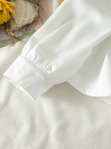 SHEIN 少女蝴蝶結裝飾休閒百搭日常穿著襯衫 - 彩色 - 查看 7