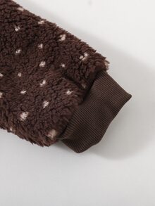 SHEIN 女嬰舒適圓領提花長袖T恤與長褲套裝 - 白色 - 查看 7