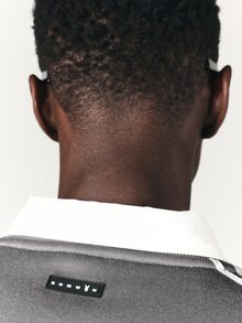 PLAYBOY X SUMWON Bunny Logo Oversized Crew Neck Sweatshirt With Contrast Stripe Sleeve Detail And Ribbed Cuffs And Hem - Grey - View 6