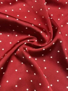 Franclia Plus Size Women's Woven Solid Color Lapel Short Sleeve Button-Up Casual Loose Commute Elegant Polka Dot Blouse - Red - View 6