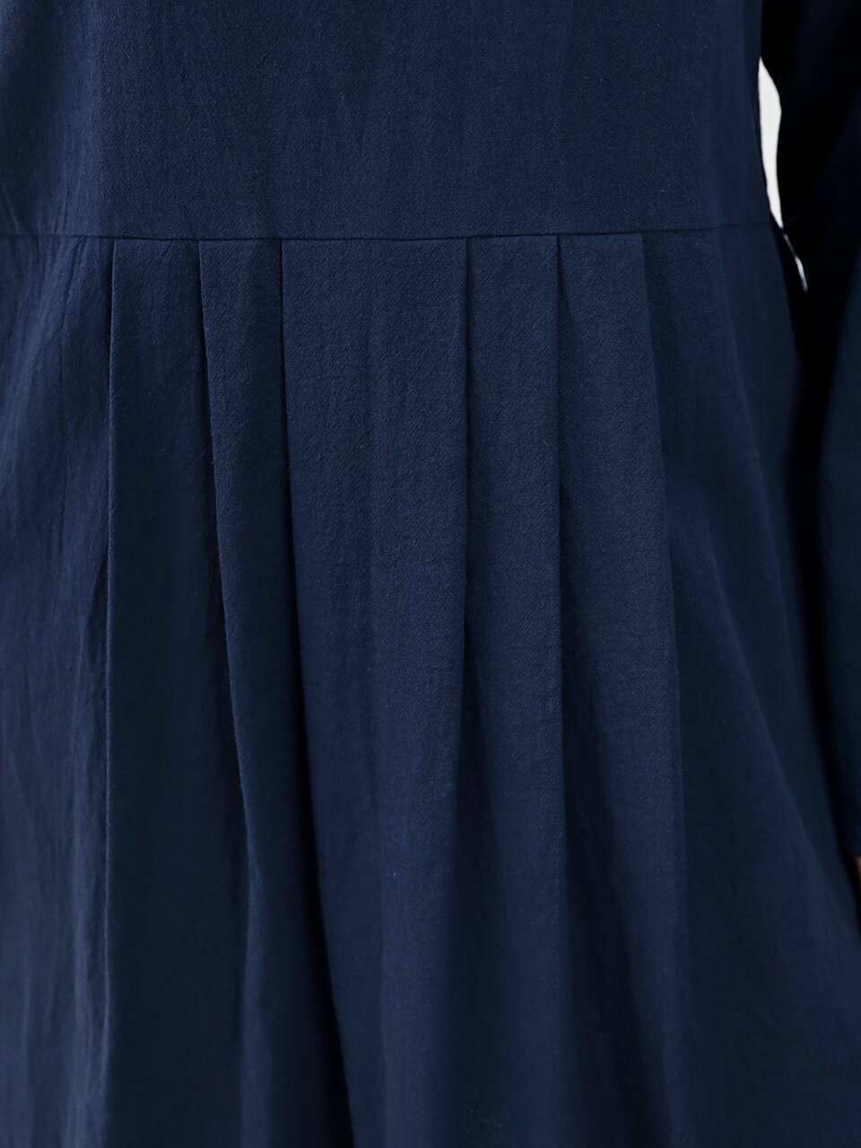 Plus Size Women's Navy Blue Ruched Round Neck Long Sleeve Pleated Button Loose A-Line Midi Dress Casual Simple Normal Daily Country Fall
