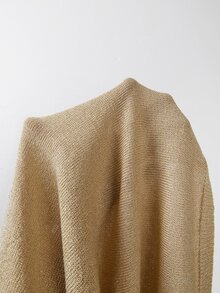 SHEIN Franclia 2026新款女款閃金針織背心上衣-圓領、羅紋袖口細節、短版剪裁，完美融合90年代復古魅力與極簡時尚，適合早午餐約會、夜晚出遊及春夏日常穿搭 - 杏色 - 查看 9