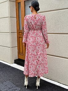 MaterniWear Maternity All-Over Print Casual Daily Summer Travel Dress Fall - Pink - View 7