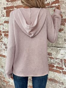 SHEIN LUNE Half Button Raglan Sleeve Drawstring Hoodie,Long Sleeve Tops Graduation,Back To School Outfits,Teacher Outfits For Women,In Autumn/ Travel Pink Casual - Light Grey - View 7
